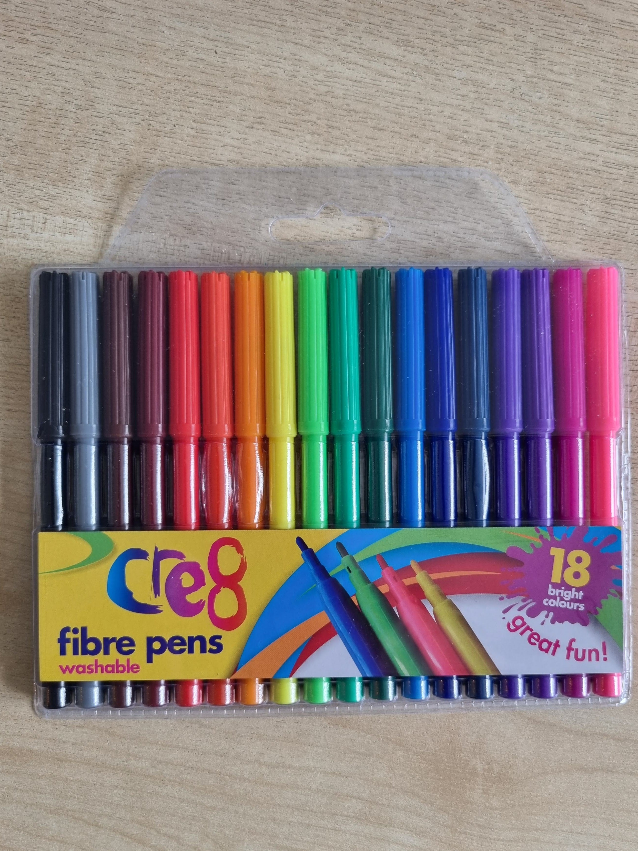 18 Felt Tip Colouring Pens (Washable)